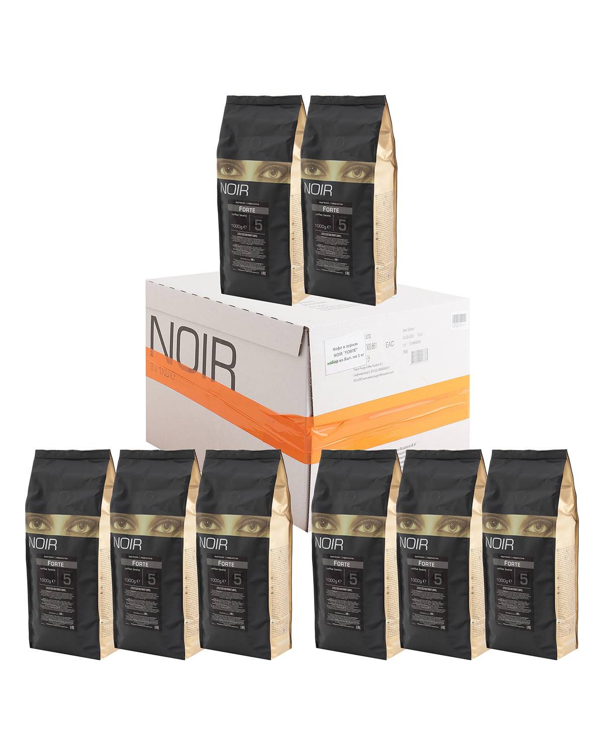 Кофе в зернах NOIR "FORTE" (20% А ) набор из 8 шт по 1 кг