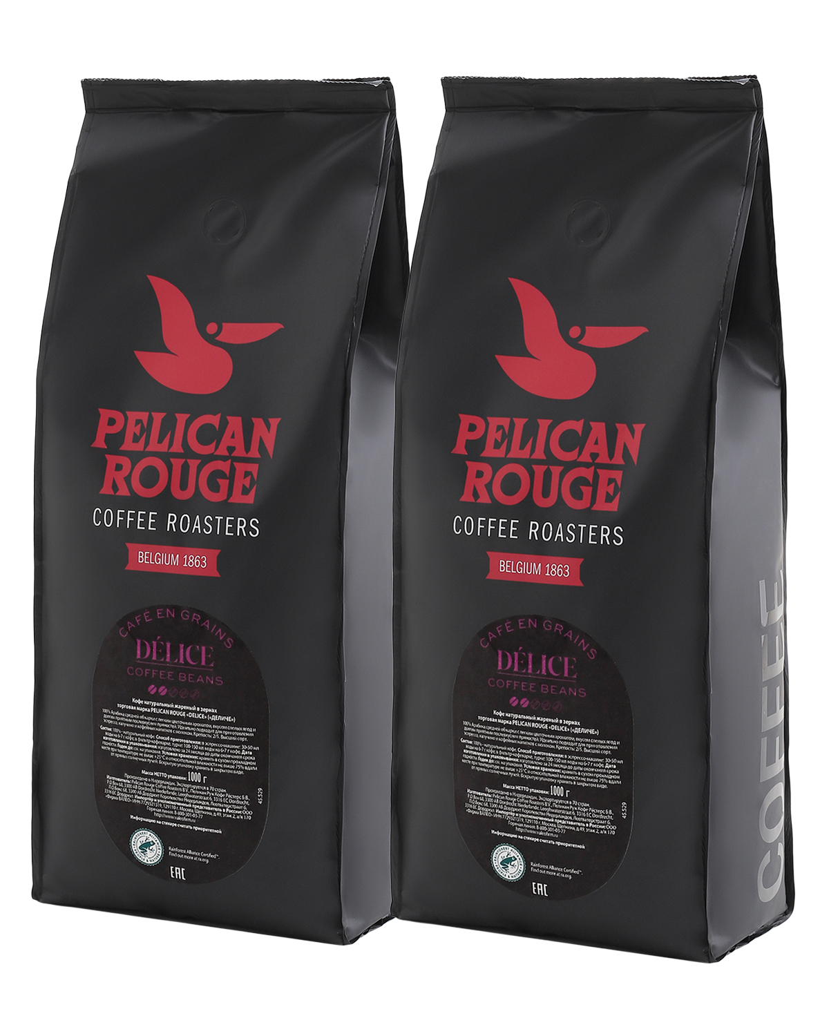 Кофе в зёрнах PELICAN ROUGE "DELICE" (A-100) набор из 2 шт по 1 кг