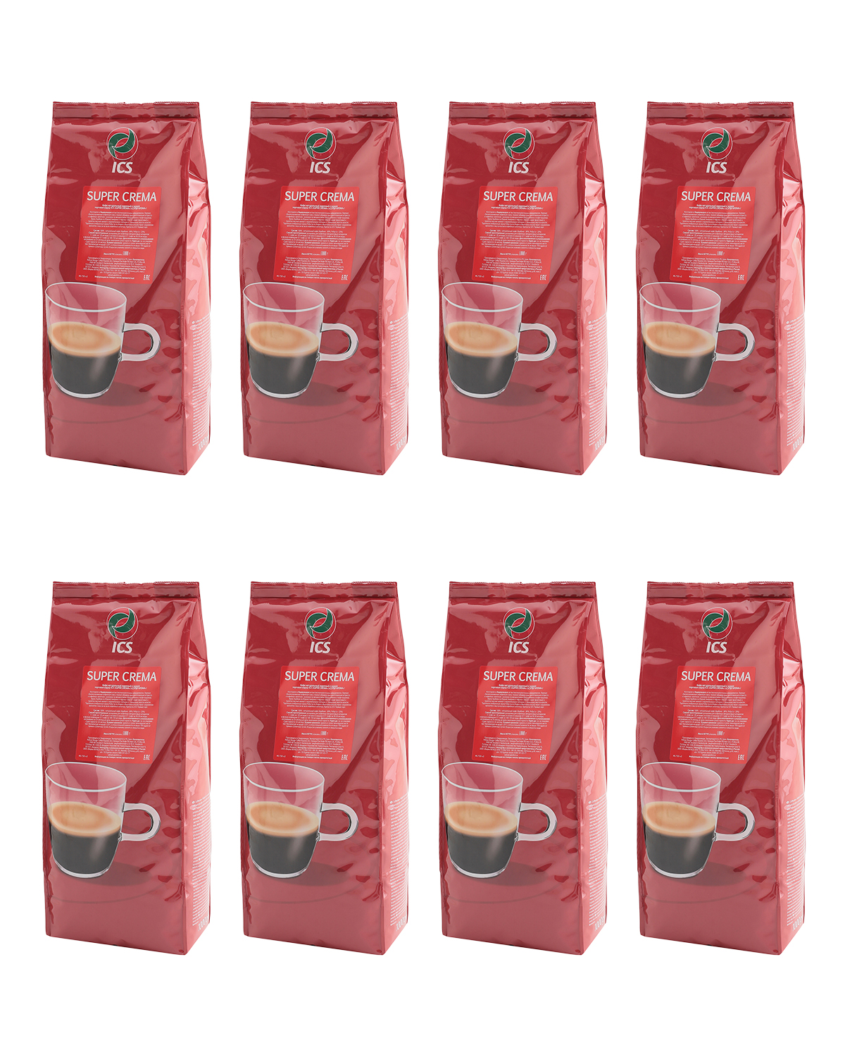 Кофе в зернах ICS "SUPER CREMA" (80% A)  набор из 8 шт по 1 кг