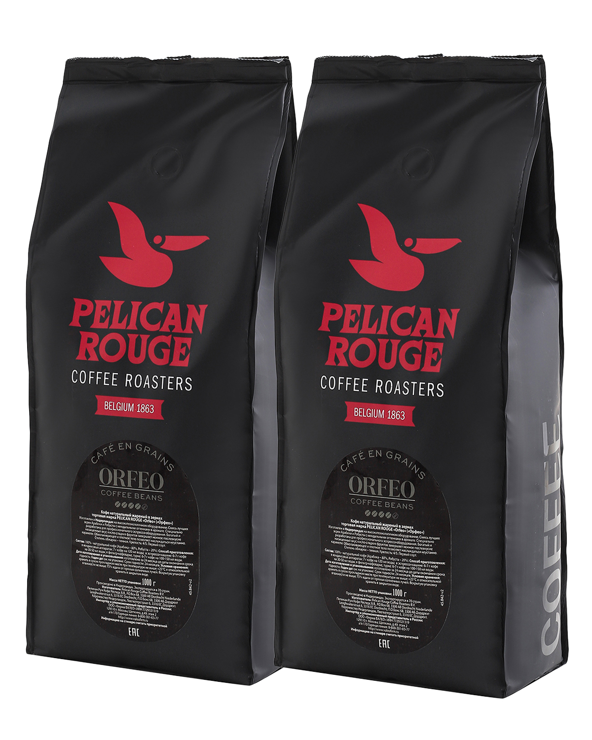 Кофе в зёрнах PELICAN ROUGE "ORFEO" набор из 2 шт по 1 кг