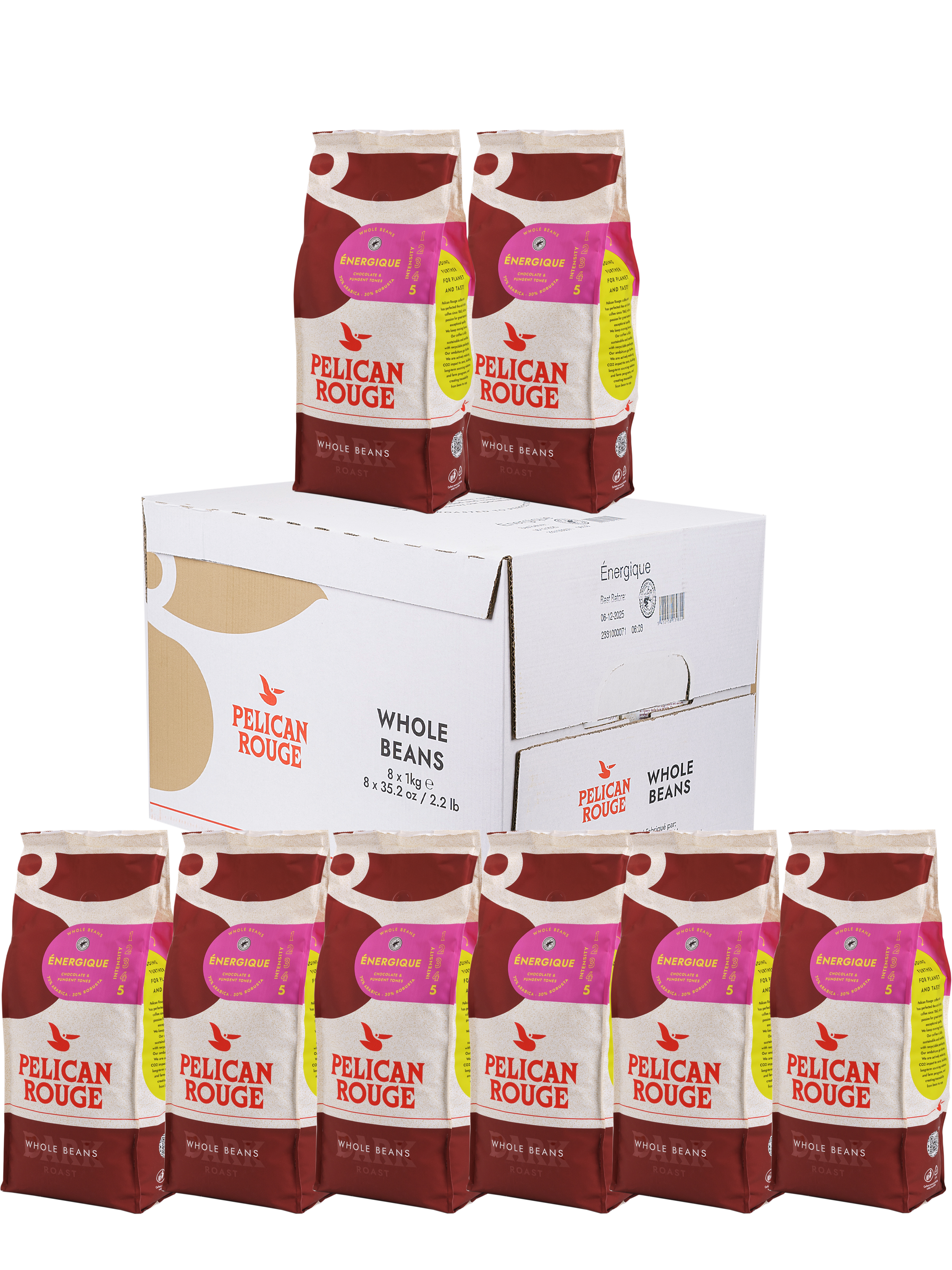 Кофе в зёрнах PELICAN ROUGE "ENERGIQUE" (А-70) набор из 8 шт по 1 кг