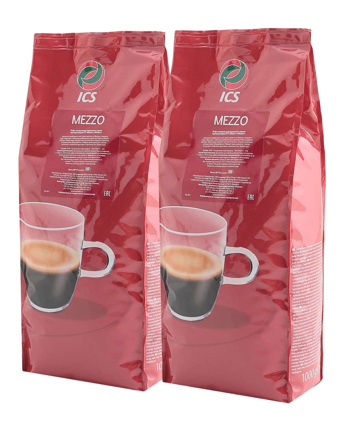 картинка Кофе в зернах ICS "MEZZO" (A-90) CO Кр-3/5 1000 г по 2 шт 