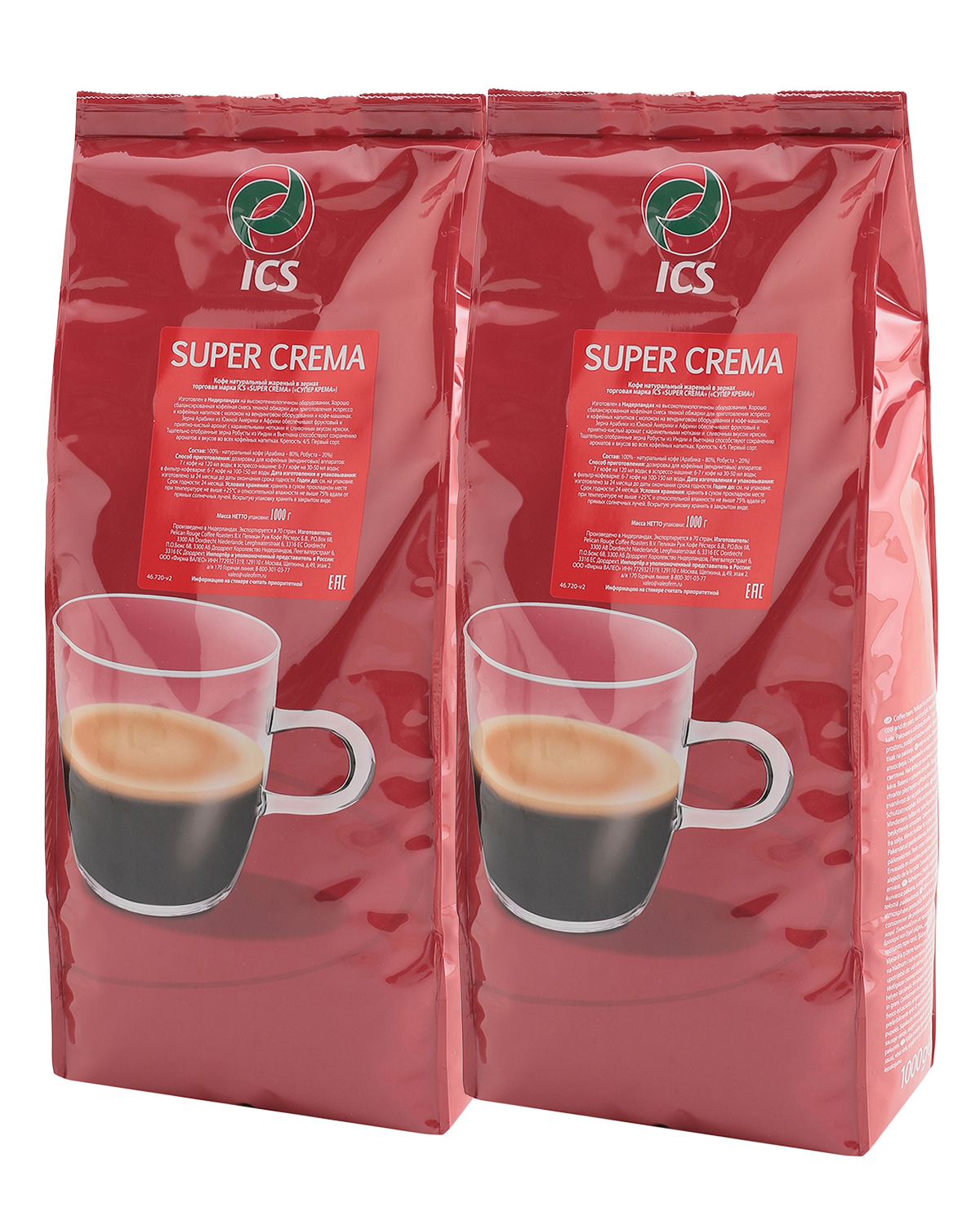картинка Кофе в зернах ICS "SUPER CREMA" (A-75) TO  Кр-4/5 1000 г по 2 шт 